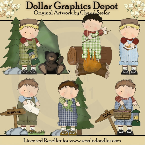 Chicos De Camping - Clipart