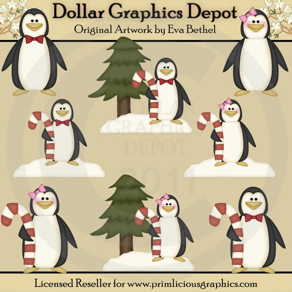 Pingüinos De Bastón De Caramelo - Clipart