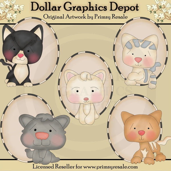 Gatos - Óvalos - Clipart