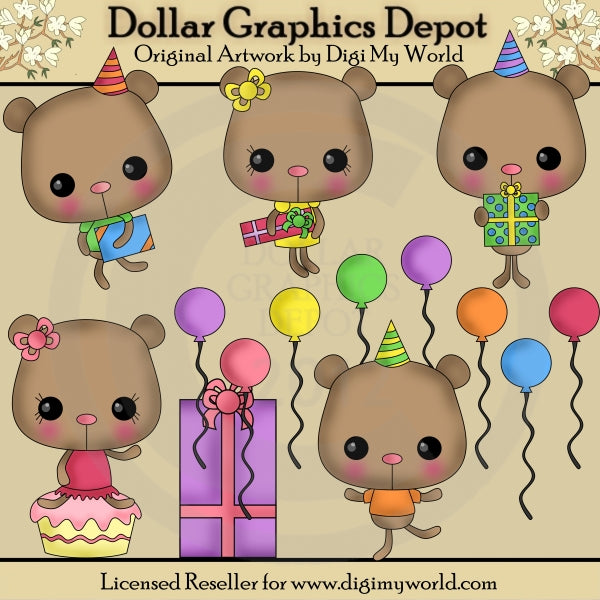 Orsi della festa di compleanno di Chibi - ClipArt