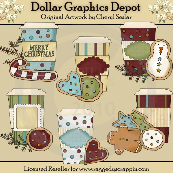Christmas Coffee and Cookies - Clip Art