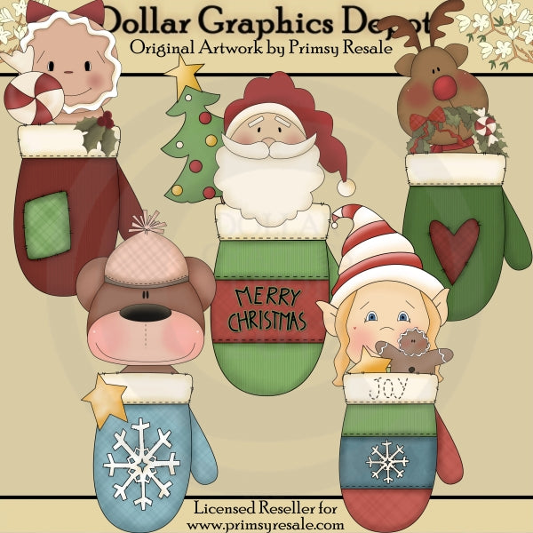 Mitones De Amigos De Navidad - Clipart