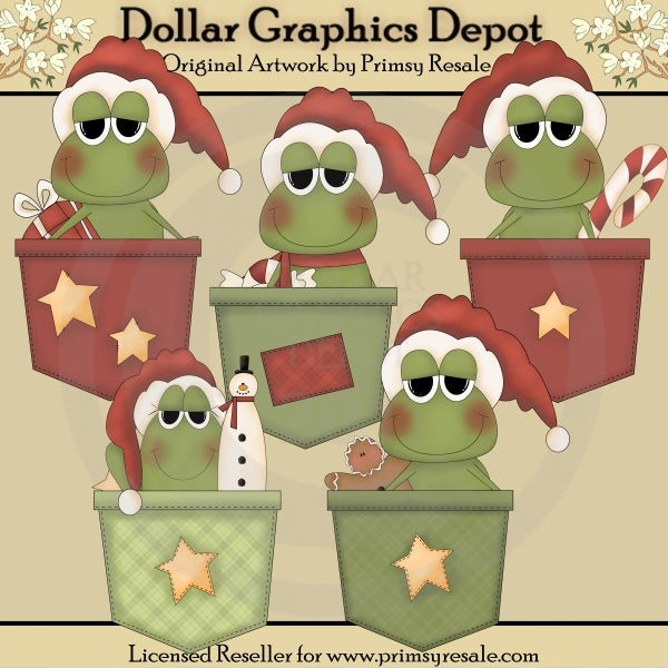 Bolsillos De Rana Navideña - Clipart