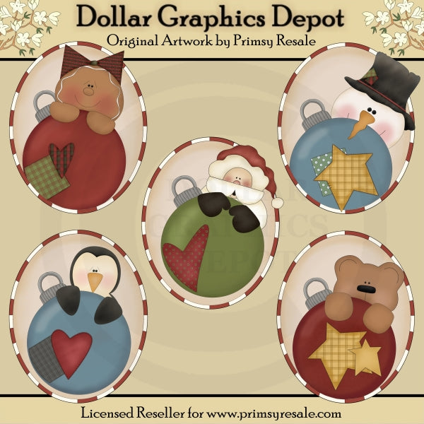 Ornamenti di Natale - Ovali - ClipArt