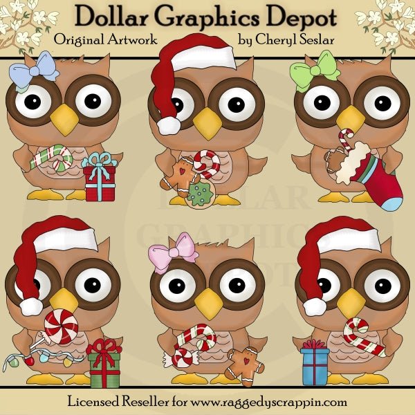 Deseos De Navidad Búhos - Clipart