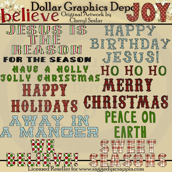 Christmas Word Art 1 - Clip Art - DCS Exclusive