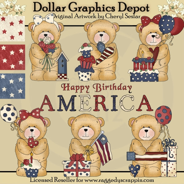 Chubby Cubby - Americana - ClipArt