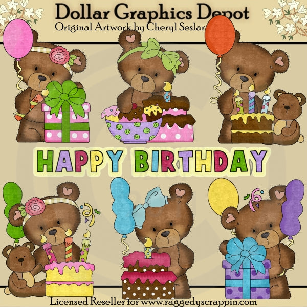 Festa di compleanno di Cloey Bear - ClipArt