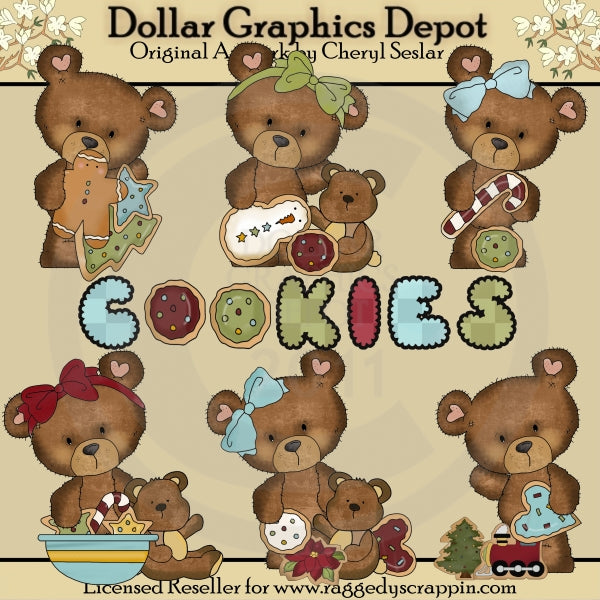 Cloey Bear's Christmas Cookies - Clip Art