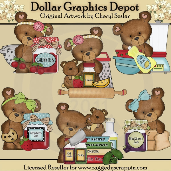 La cucina di campagna di Cloey Bear - ClipArt