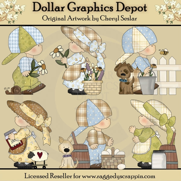 Niños Del Campo - En El Prado - Clipart