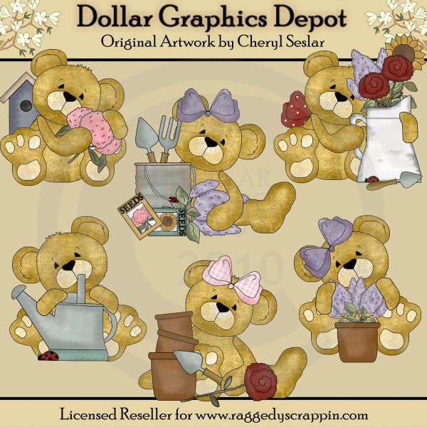 Orsetti coccolosi - Giardino di campagna - ClipArt