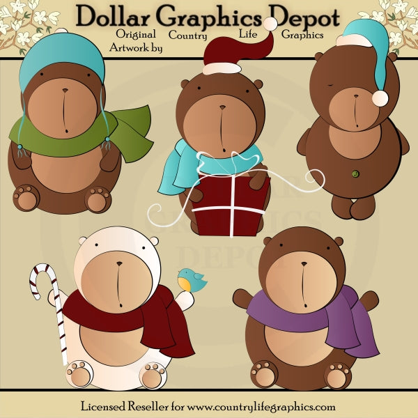 Ositos De Peluche De Invierno - Clipart