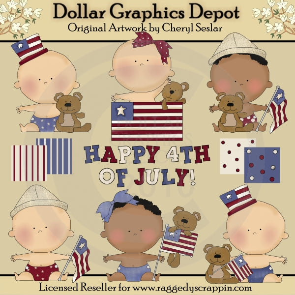 Cute Americana Babies - Clip Art