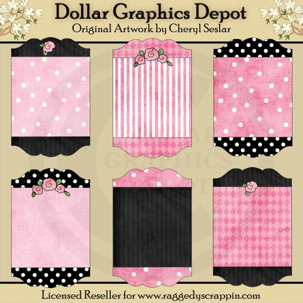 Letreros de diseñador - Rosa y negro - Clipart