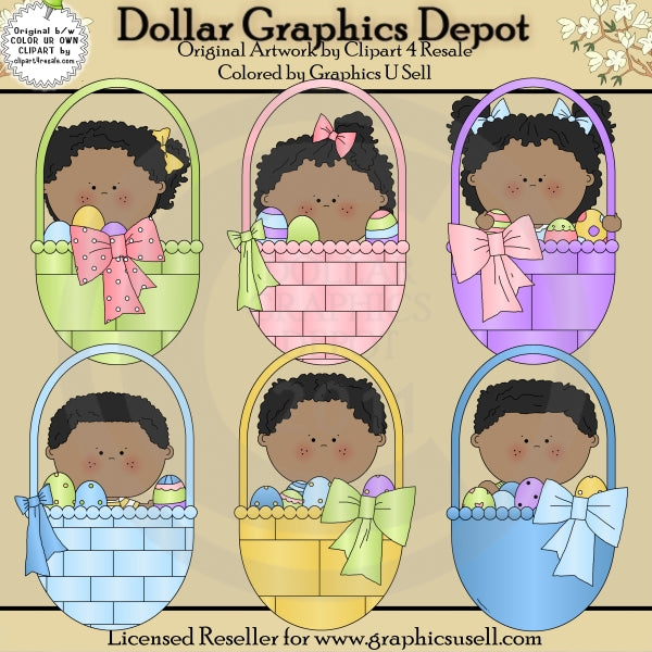 Easter Basket Kids 2 - Clip Art