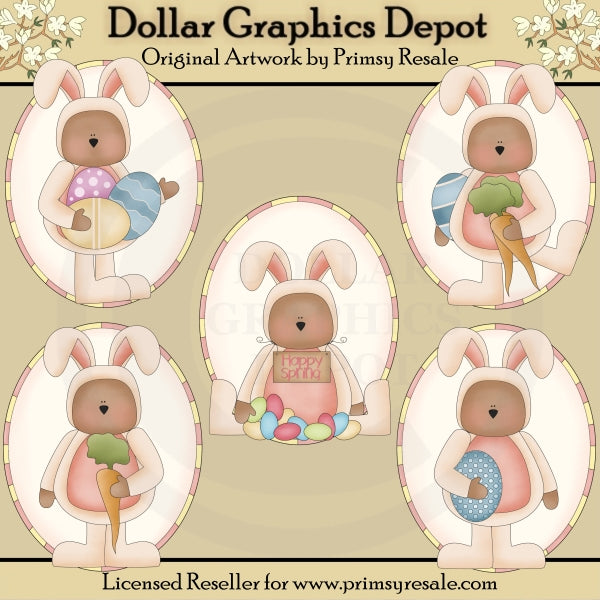 Orsi coniglietto pasquale - ovali - ClipArt