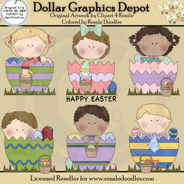 Easter Egg Kids - Clip Art