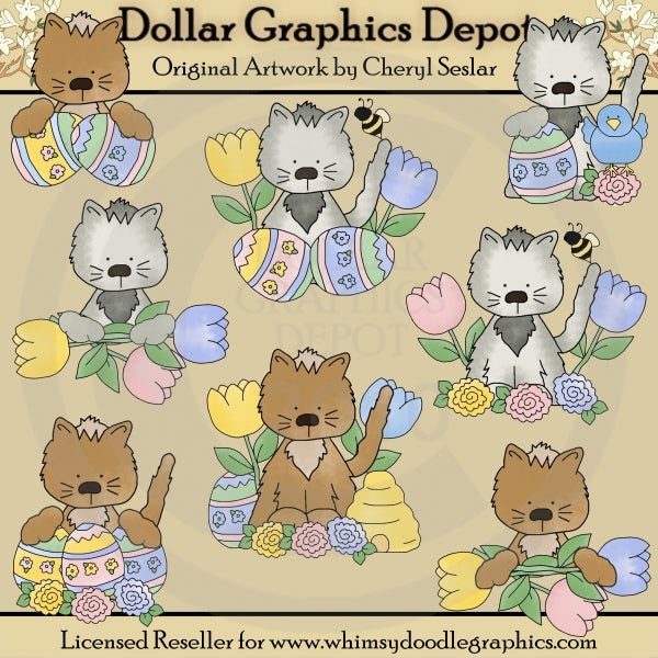 Easter Kitties - Clip Art