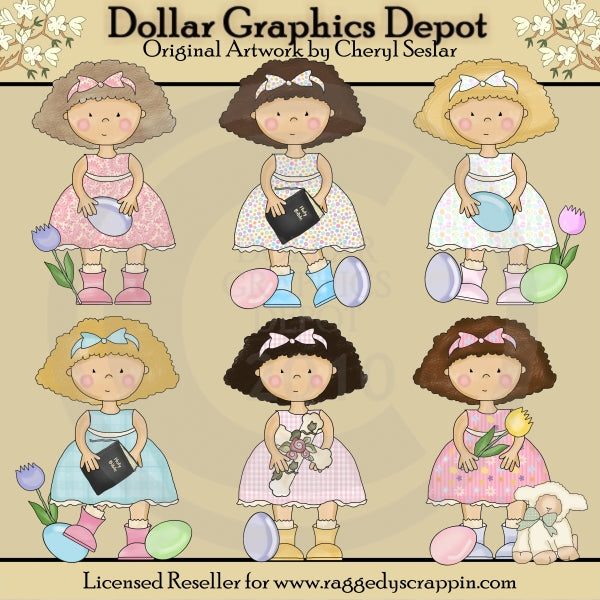 Easter Sunday Girls - Clip Art - DCS Exclusive
