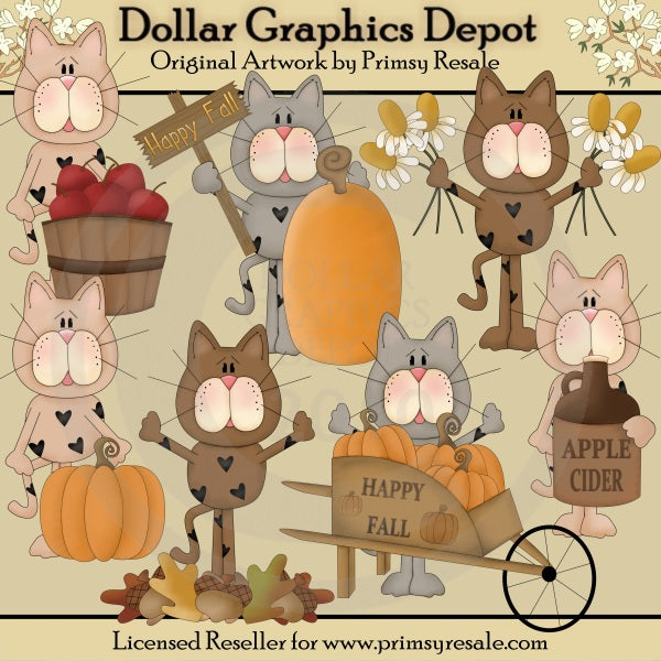 Fall Cats - Clip Art