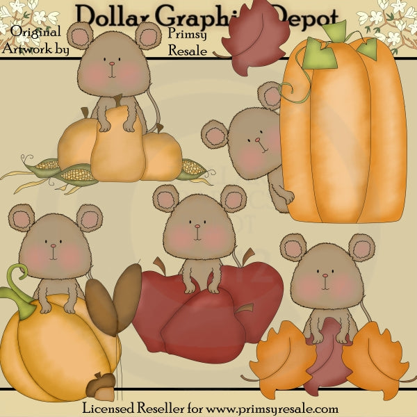 Fall Mice 1 - Clip Art