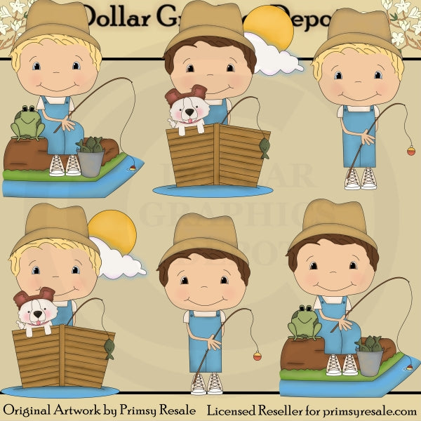 Fishing Friends - Boys - Clip Art