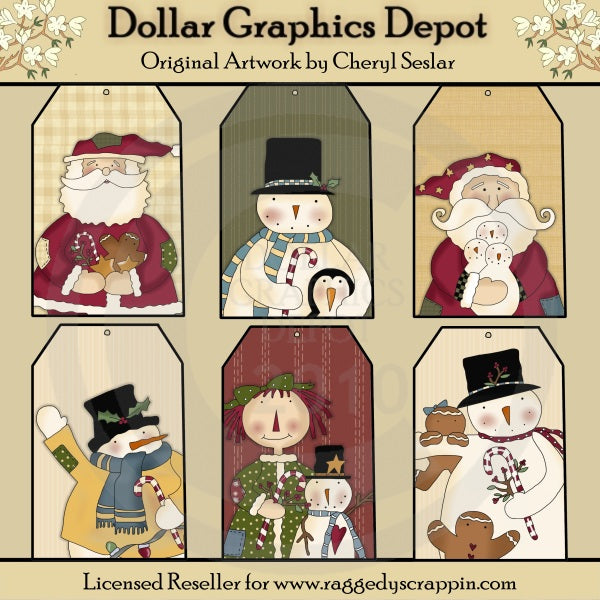 Folkart Christmas Tags 1