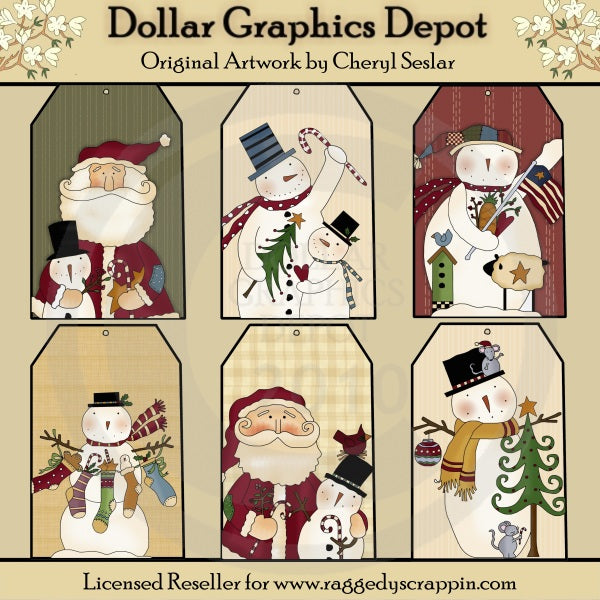 Folkart Christmas Tags 2