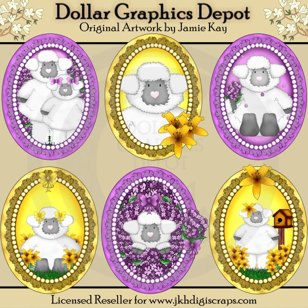 Framed Little Lambs - Clip Art - DCS Exclusive
