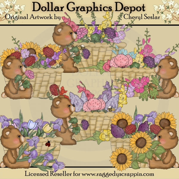 Fuzzy Cubs Cestini Di Fiori - ClipArt