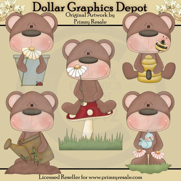 Garden Bears 1 - Clip Art