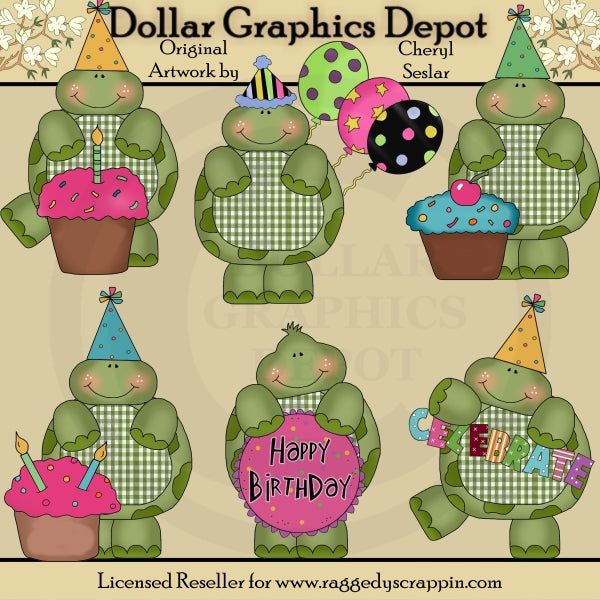 Tartarughe a quadretti - Compleanno - ClipArt