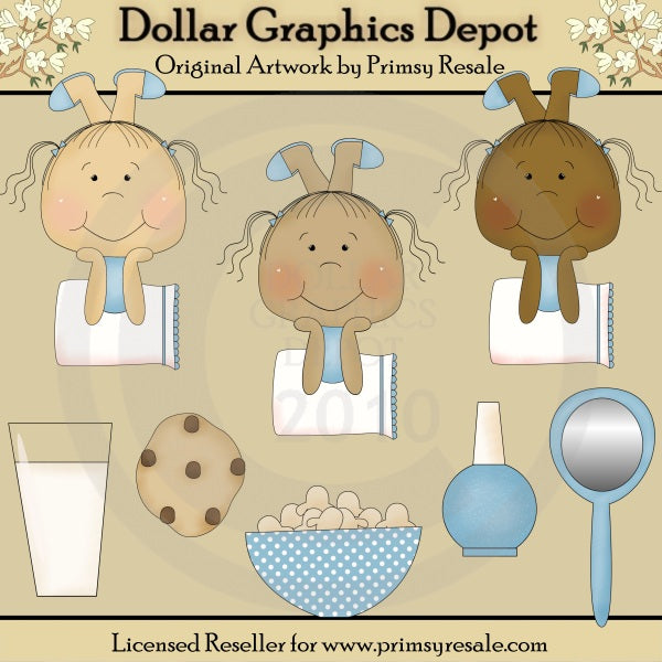 Girls Slumber Party - Blue - Clip Art