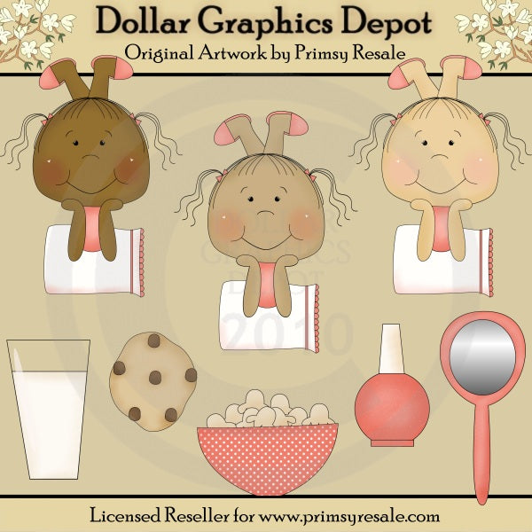 Girls Slumber Party - Pink - Clip Art