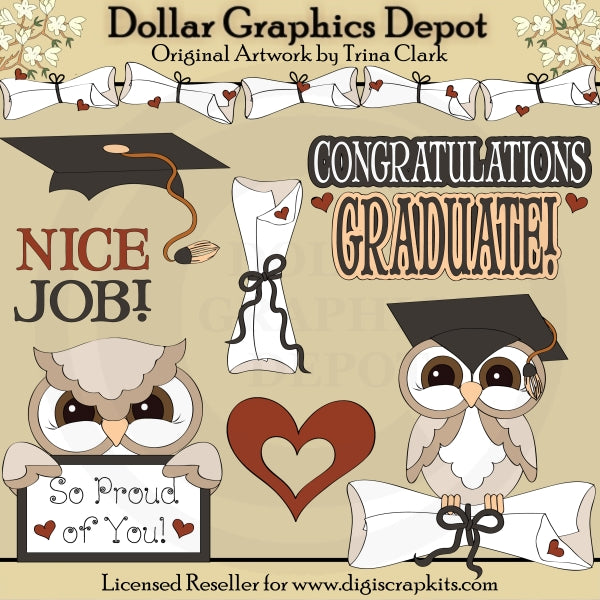 Búhos Graduados 1 - Clipart