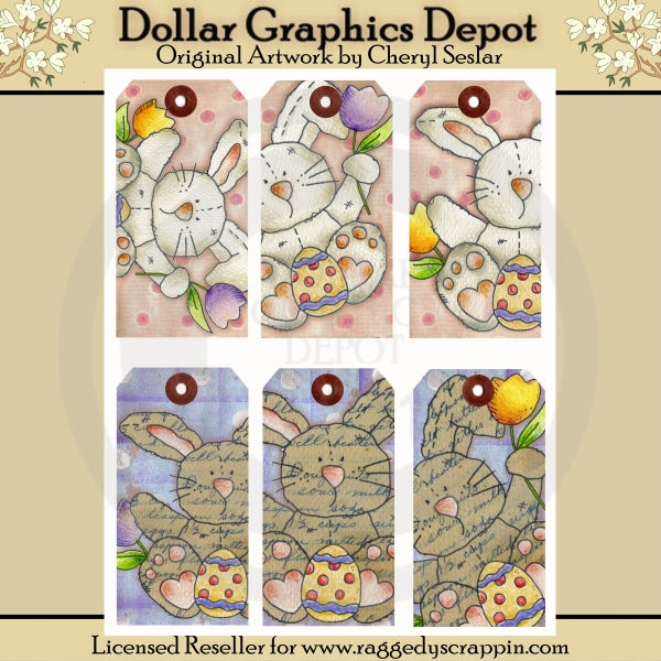 Hand Painted - Pencil Easter Bunny Tags
