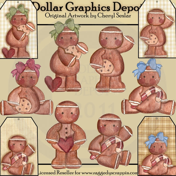 Pequeños Jengibres Pintados A Mano - Clipart
