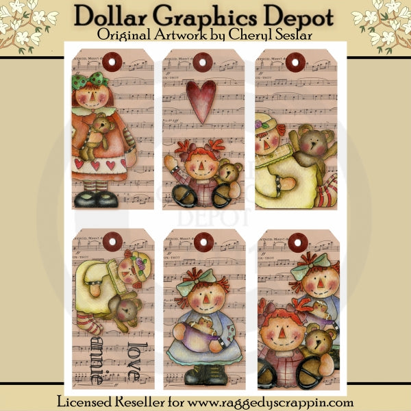 Hand Painted Prim Annie Tags - Printables