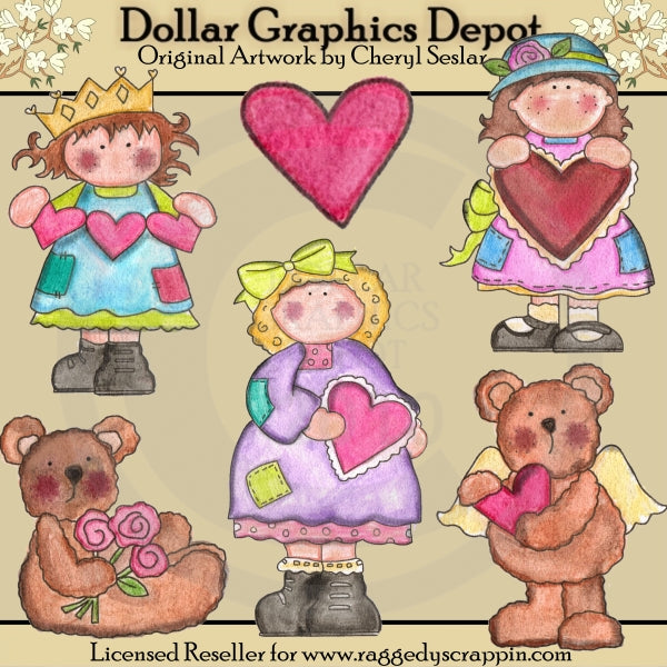 Hand Painted Valentine Wishes - Clip Art