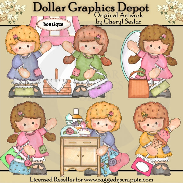 Hannah y Hattie - En la boutique - Clipart