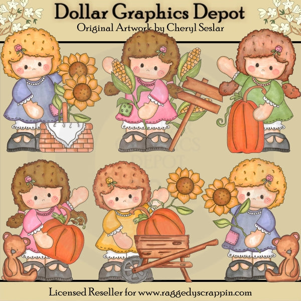 Hannah and Hattie - Autumn Harvest - Clip Art