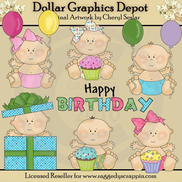 Feliz Cumpleaños Bebés - Clipart - Exclusivo de DCS