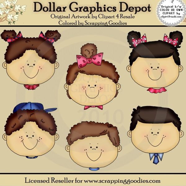 Happy Toddler Faces 2 - Clip Art