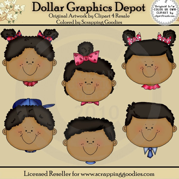 Happy Toddler Faces 3 - Clip Art
