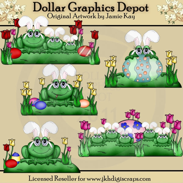 Hoppy Easter Frogs - Clip Art