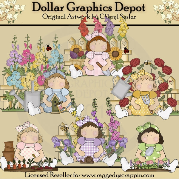 Katie and Friends - Summer Garden - Clip Art