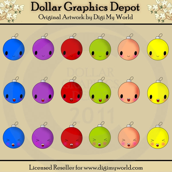 Adornos Navideños Kawaii - Clipart
