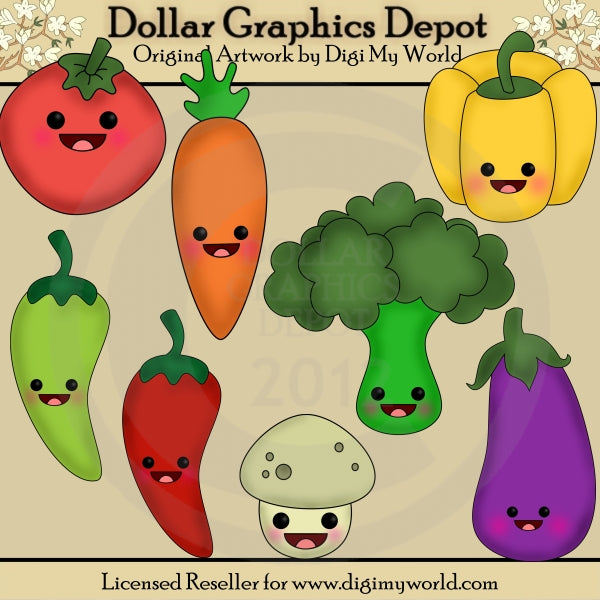 Verduras Kawaii - Clipart