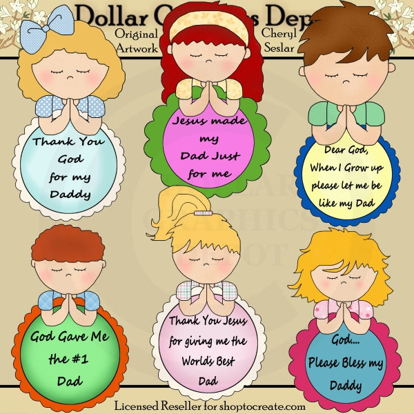 Niños Orando Por Papá - Clipart